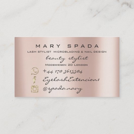 メイクアップ眉毛まぶしピンクスパウェルネス爪、 ネイル 名刺 (裏面)