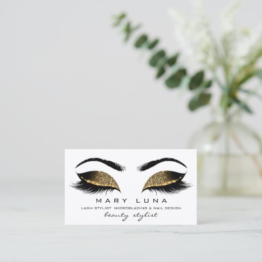 メイクアップ眉毛まぶし社会的セピア金ゴールド白 名刺 (スタンド正面)