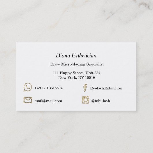 メイクアップ眉毛まぶし金ゴールドホワイトブラック美しい 名刺 (裏面)