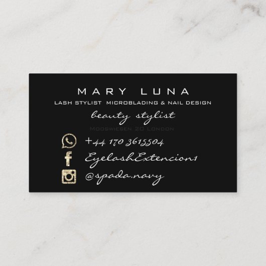 メイクアップ眉毛まぶし銅金ゴールド大理石溶融 名刺 (裏面)