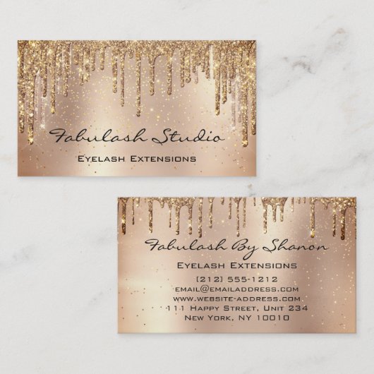 メイクアップ眉毛まゆグリッターバラ金ゴールドドリップ 名刺 (正面/裏面)