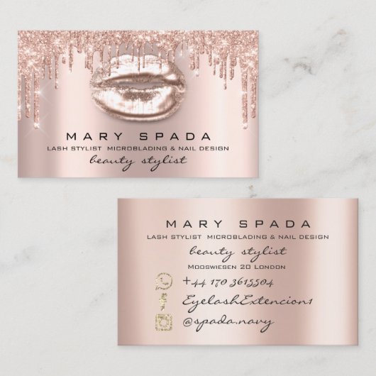 メイクアップ眉毛まゆピンクのローズスパークキスLIps 名刺 (正面/裏面)