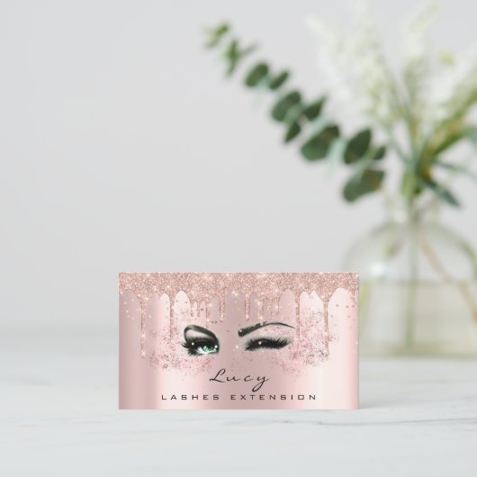 メイクアップ眉毛グリーンまつげドリップ 名刺 (スタンド正面)