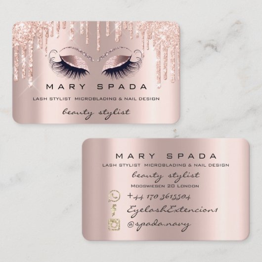 メイクアップ眉毛ラッシュバラブラウンソーシャルメディアのロゴ 名刺 (正面/裏面)
