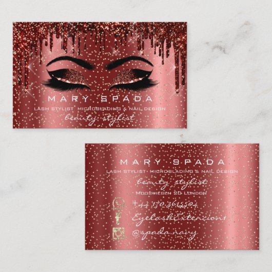 メイクアップ眉毛ラッシュブラウンブルゴーニュ火花爪、 ネイル 名刺 (正面/裏面)