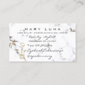 メイクアップ眉毛ラッシュ金ゴールド大理石白グリッター 名刺 (裏面)