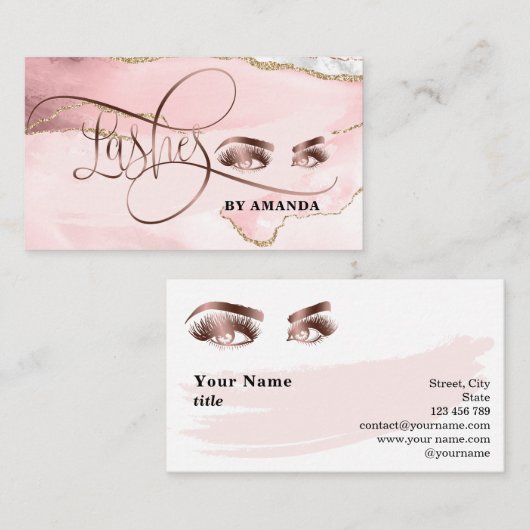 メイクアップ眉目がピンクの瑪瑙を点滅 名刺 (正面/裏面)