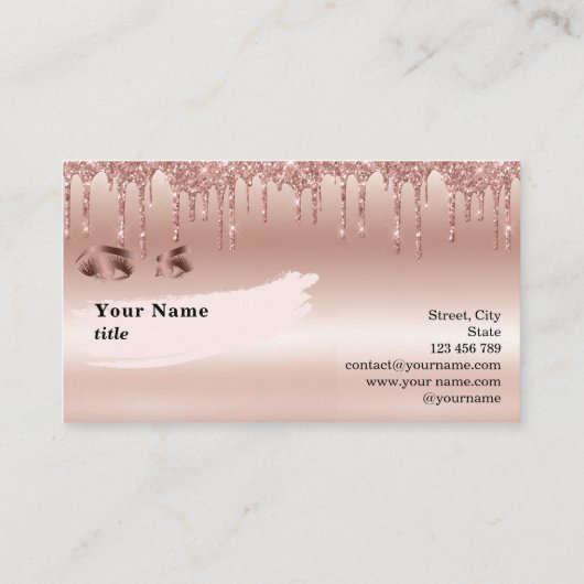 メイクアップ眉目点滅滴下バラ金ゴールド 名刺 (裏面)