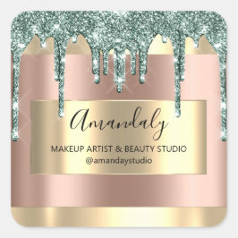 メイクアップ美しいグリッター金ゴールドフレームブティックバラ スクエアシール