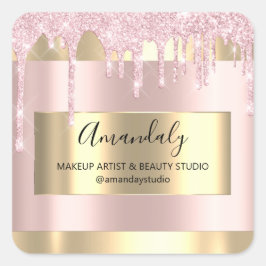 メイクアップ美しいグリッター金ゴールドフレームブティック スクエアシール