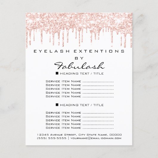 メイクアップ美しいサロンバラグリッターフライヤーホワイトドリップ チラシ (正面)