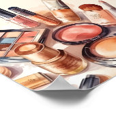 メイクアップ美しいサロンブラック&ピンクポスター ポスター (角)