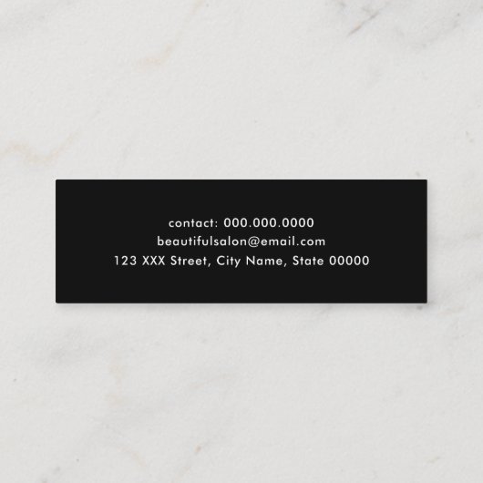 メイクアップ美しいサロンモノグラム金ゴールドリップブラック スキニー名刺 (裏面)