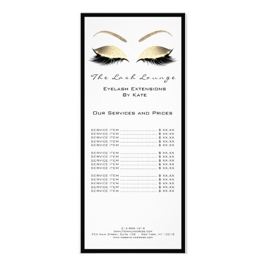 メイクアップ美しいサロン名白金ゴールド黒アイブラウン ラックカード (裏面)