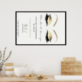 メイクアップ美しいサロン名金ゴールドグラムアドレス開口部 ポスター (キッチン)