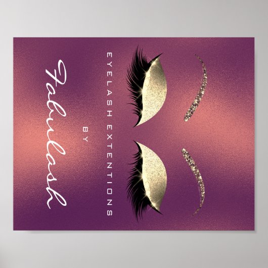 メイクアップ美しいサロン名金ゴールド点滅Copper ポスター (正面)