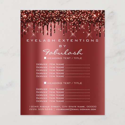 メイクアップ美しいサロン金ゴールドグリッターフライヤースパークドリップ チラシ (正面)