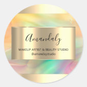 メイクアップ美しいショップフレーム金ゴールドの絵を描支持 ラウンドシール (正面)