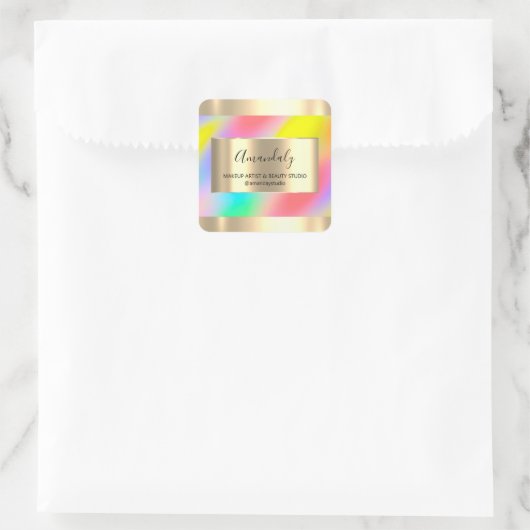 メイクアップ美しいショップフレーム金ゴールドウィスユニコーン スクエアシール (バッグ)