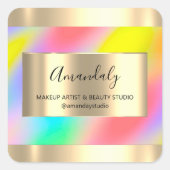 メイクアップ美しいショップフレーム金ゴールドウィスユニコーン スクエアシール (正面)