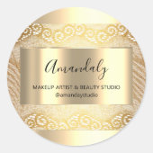 メイクアップ美しいショップフレーム金ゴールドビーフレース ラウンドシール (正面)