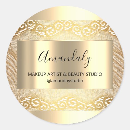 メイクアップ美しいショップフレーム金ゴールドビーフレース ラウンドシール (正面)