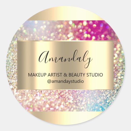 メイクアップ美しいショップフレーム金ゴールドフェイスホログラフルクス ラウンドシール (正面)