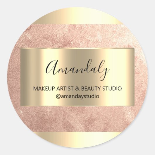 メイクアップ美しいショップフレーム金ゴールド優先バラ ラウンドシール (正面)