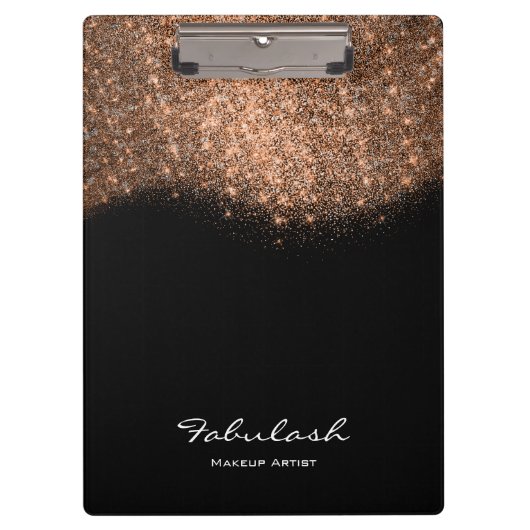 メイクアップ美しいスタジオグリッターバラ金ゴールド白黒 クリップボード (正面)