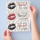 メイクアップ美しいフライヤー光沢のある赤いブラックリップゼブラ チラシ (手)