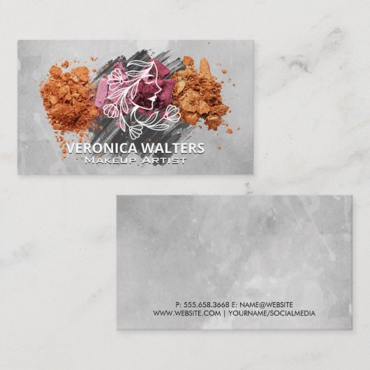 メイクアップ美しいロゴ | 化粧品 ロイヤリティカード (正面/裏面)