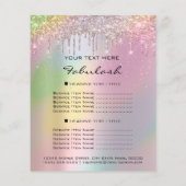 メイクアップ美しい価格表直筆ホログラフ点滴バラ チラシ (裏面)