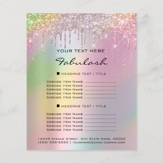 メイクアップ美しい価格表直筆ホログラフ点滴バラ チラシ (裏面)