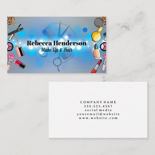 メイクアップ美しい製品 | はさみ櫛 名刺 (正面/裏面)