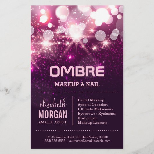 メイクアップ美しい – ピンクグリッタースパークル チラシ (正面)