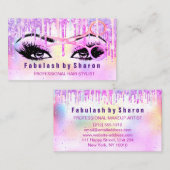 メイクアップ美容師ホログラフユニコーンドリップピンク 名刺 (正面/裏面)