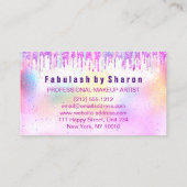 メイクアップ美容師ホログラフユニコーンドリップピンク 名刺 (裏面)