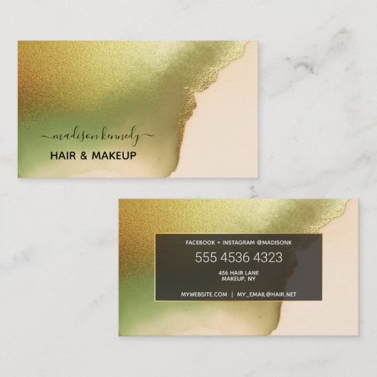 メイクアップ美容師Chartreuse New Tech抽象芸術 名刺 (正面/裏面)