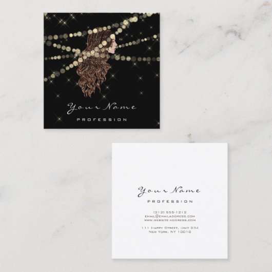 メイクアップ美容院まぶしマーメイドスクエアブラック スクエア名刺 (正面/裏面)