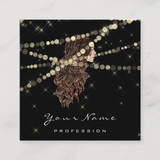 メイクアップ美容院まぶしマーメイドスクエアブラック スクエア名刺 (正面)
