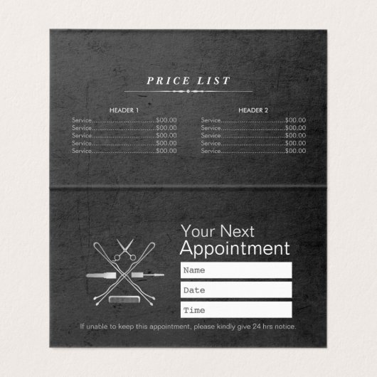 メイクアップ美容青金ゴールドはさみ価格表 名刺 (内部フラット)