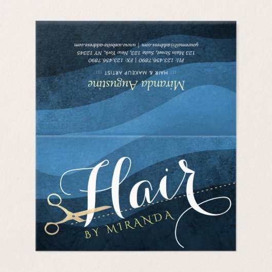 メイクアップ美容青金ゴールドはさみ価格表 名刺 (外部フラット)