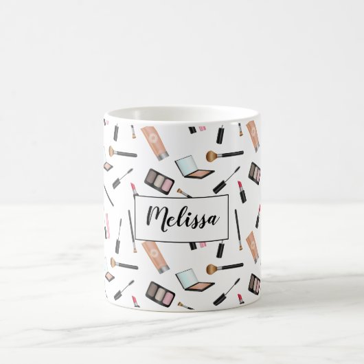 メイクアップ製品の名前のパタパーソナライズされたーン コーヒーマグカップ (中央)