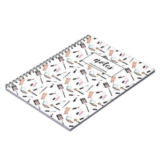 メイクアップ製品の名前のパタパーソナライズされたーン ノートブック (左側)