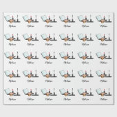 メイクアップ設定イラストレーションパターン付名前をカスタムする ラッピングペーパー (フラット)