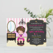 メイクアップ誕生日の招待スパファッションパーティー女の子 招待状 (スタンド正面)
