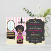 メイクアップ誕生日の招待スパ爪、 ネイルポーランド招待状 招待状 (スタンド正面)