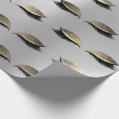 メイクアップ赤面アイ美しいシルバー金ゴールドグリッターまばたき ラッピングペーパー (角)