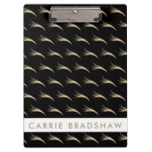 メイクアップ金ゴールドグリッターアイズブラックパーソナライズネーム クリップボード (正面)