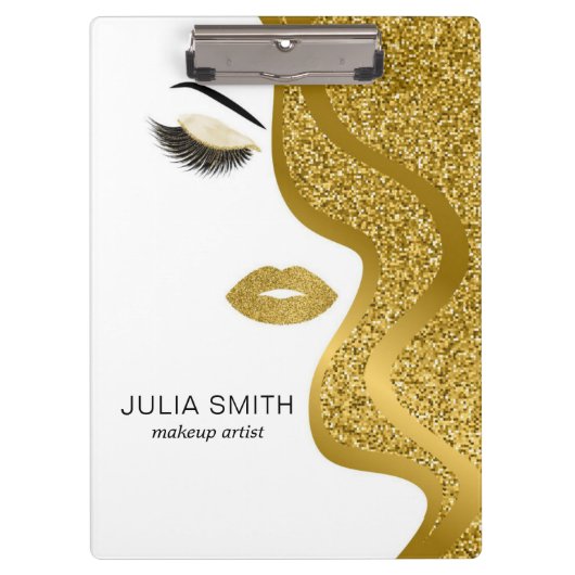 メイクアップ金ゴールドグリッター効果 クリップボード (正面)